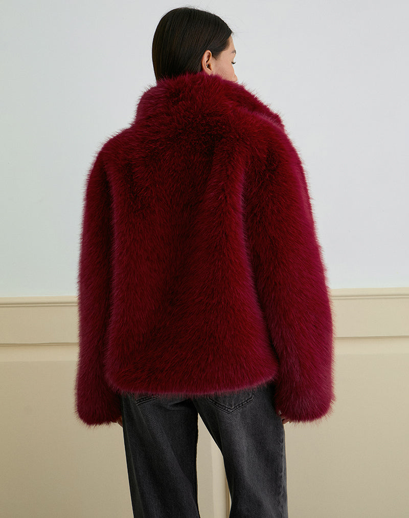 Image of Joji Jacket in Faux Fur Cherry