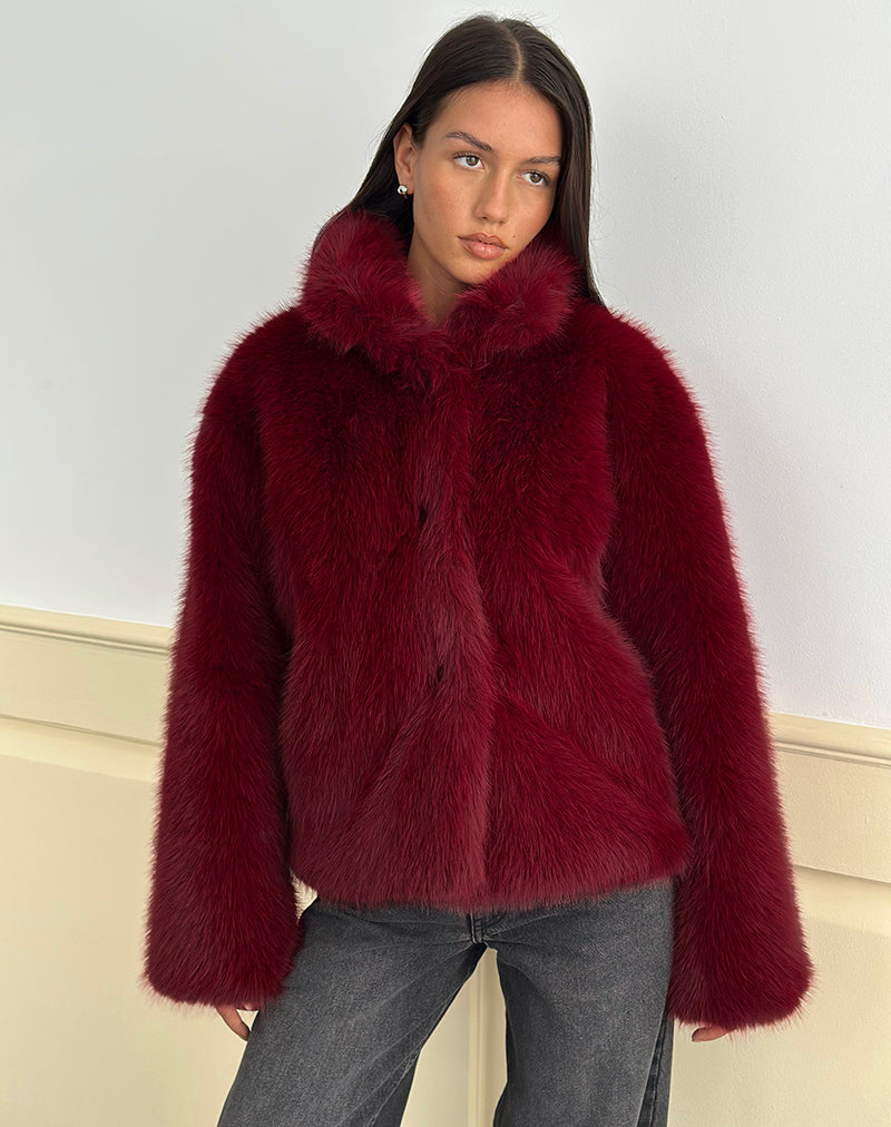 Image of Joji Jacket in Faux Fur Cherry