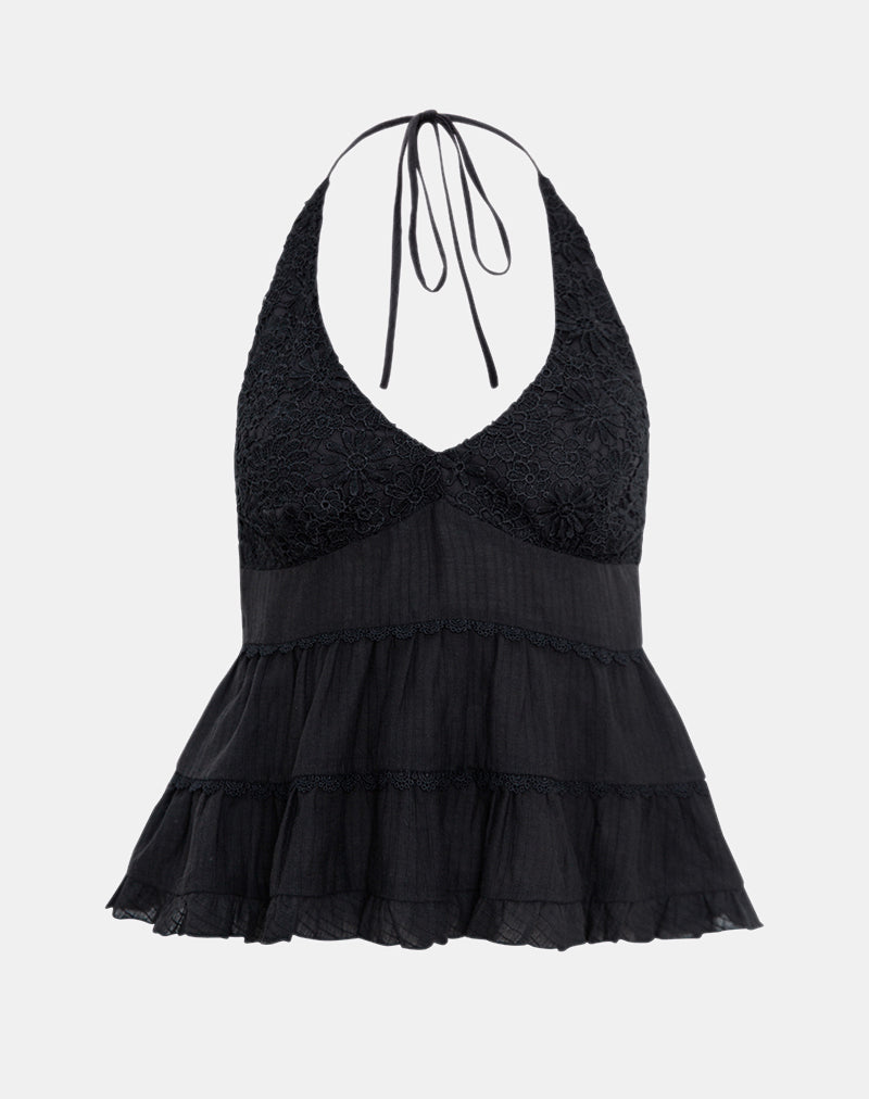 本日限定　shirred frill halter tops Yellow Frill Halter Neck Top | Juanita – motelrocks-com-aus