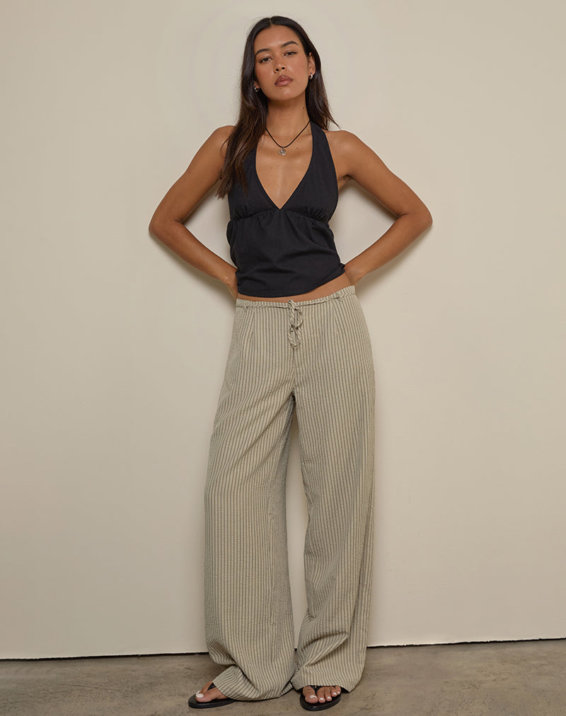 Image of Juria Trouser in Neutral Khaki Stripe