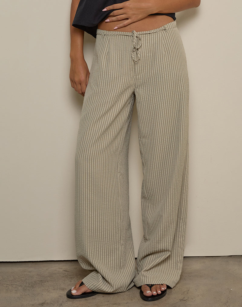 Image of Juria Trouser in Neutral Khaki Stripe