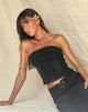 Image of Kaiha Denim Bandeau Corset Top in Black Wash