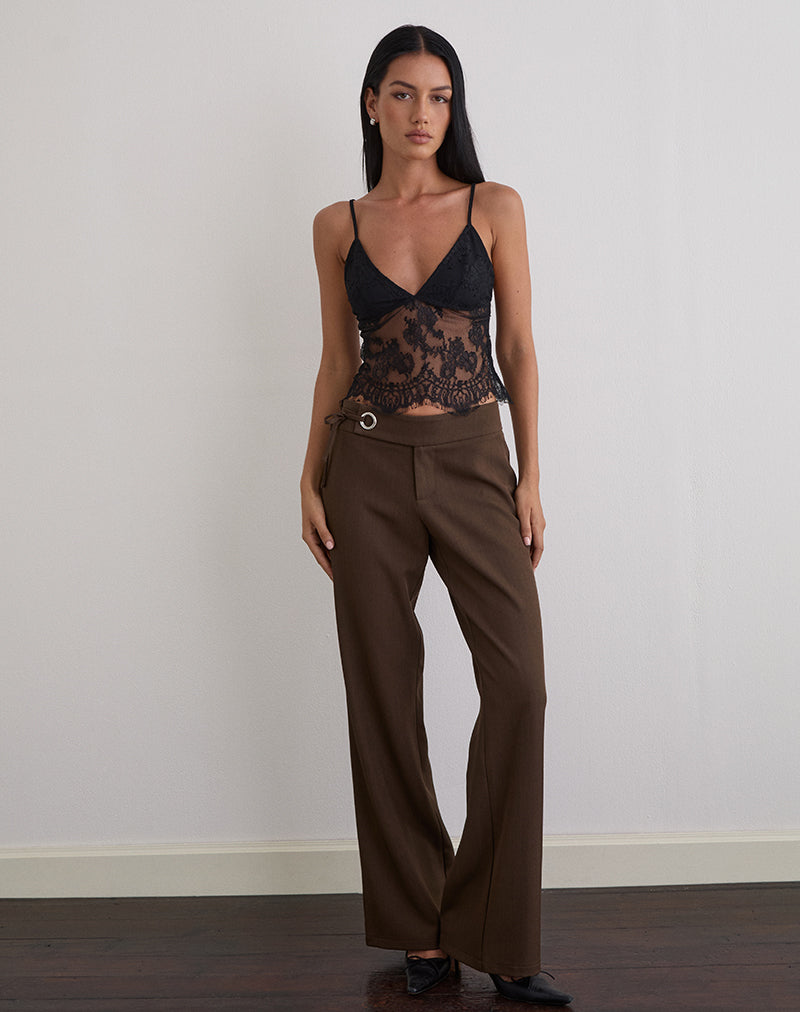 Black Eyelash Lace Plunge Cami Top | Kaika – motelrocks-com-aus