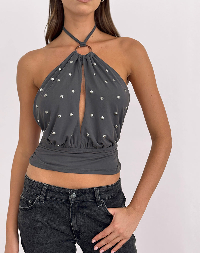 Top Karise en cupro naranja quemado