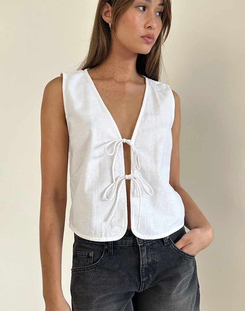 Off White Tie Front Top Kayve – motelrocks-com-aus