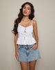 Image of Kugy Tie Front Cami Top in Poplin White