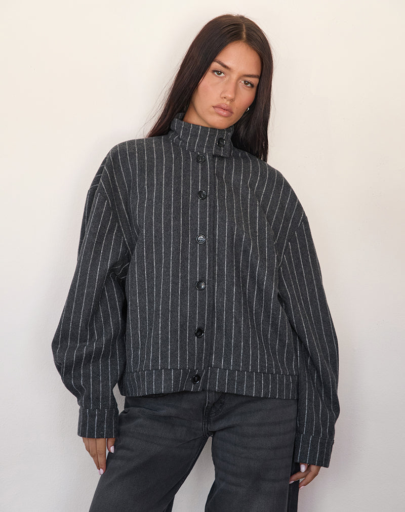 Charcoal Pinstripe Jacket | Lastika – motelrocks-com-aus