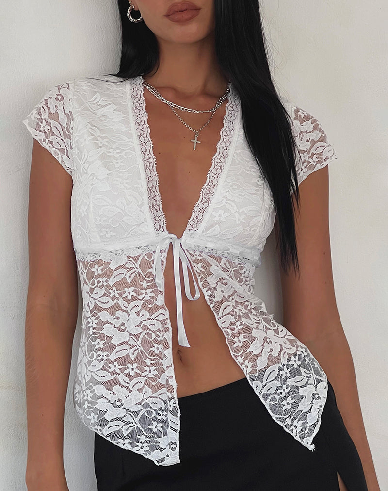 Image of Lavanya Butterfly Top in Lace White