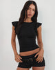 Image of Leisle Frill Top in Black
