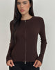 Image of Liano Zip Cardigan in Rib Knit Brown