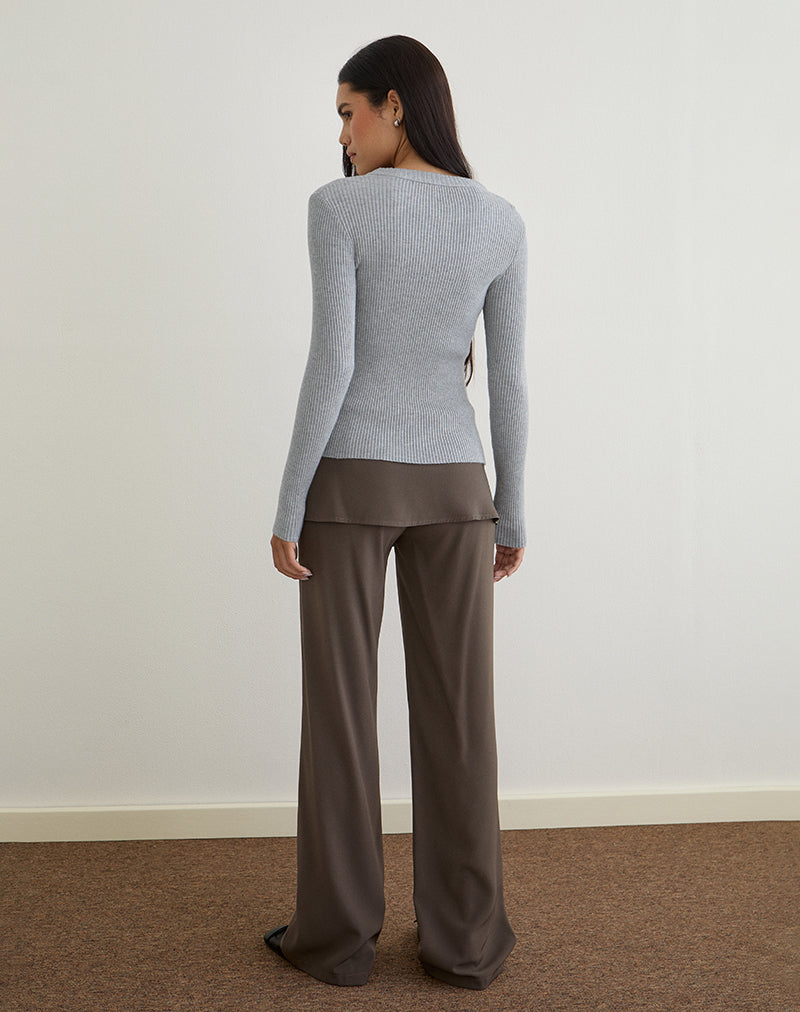 Image of Liano Zip Cardigan in Rib Knit Grey