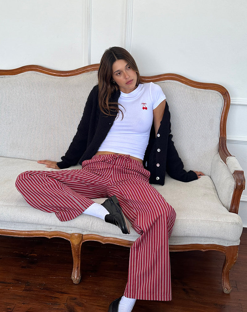 Red black and white striped fashion pants