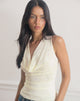 Image of Losa Cowl Neck Top in Floral Flock Cream