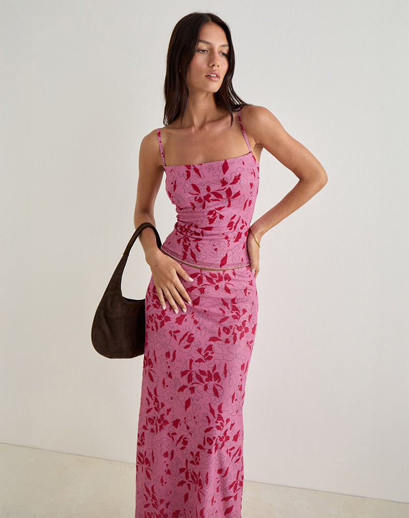 Image of Lotus Cami Top in Stencil Flower Pink