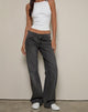Low Rise Parallel Jeans in Washed Black Grey