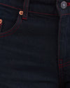 Indigo with Red Stitch