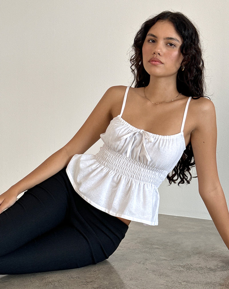 Off White Tie Front Cami Top | Lyncia – motelrocks-com-aus