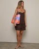 Image of Mailina Linen Button Up Mini Dress in Chocolate Brown
