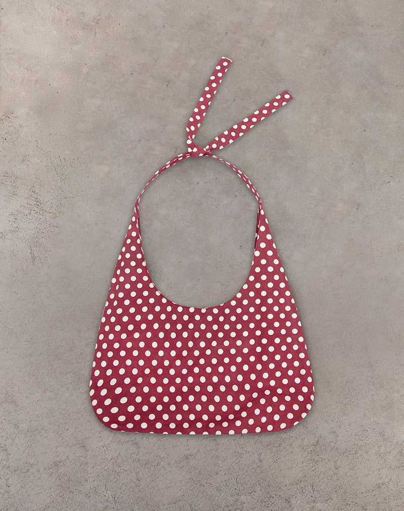 Maris Large Round Bag in Polka Wine
