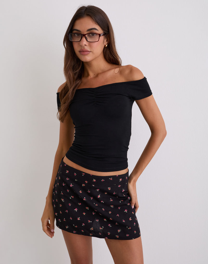 Mayomi Off Shoulder Ruched Top in Black