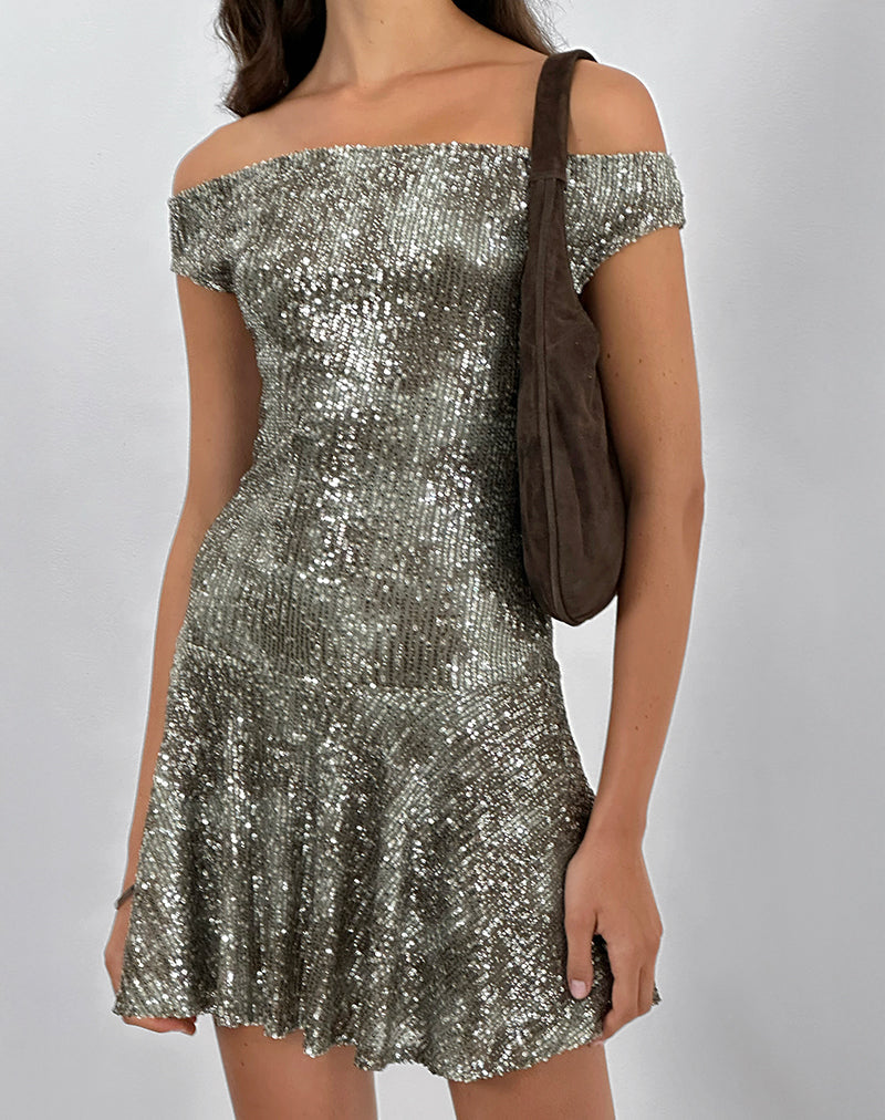 Image of Meden Mini Dress in Sequin Green Grey