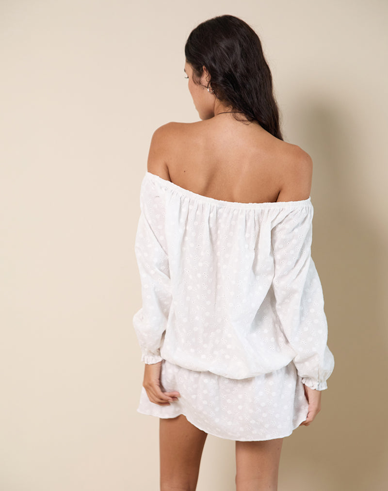 Image of Melisandre Mini Dress in Broderie Ivory