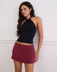 Image of Namya Mini Skort in Cupro Burgundy
