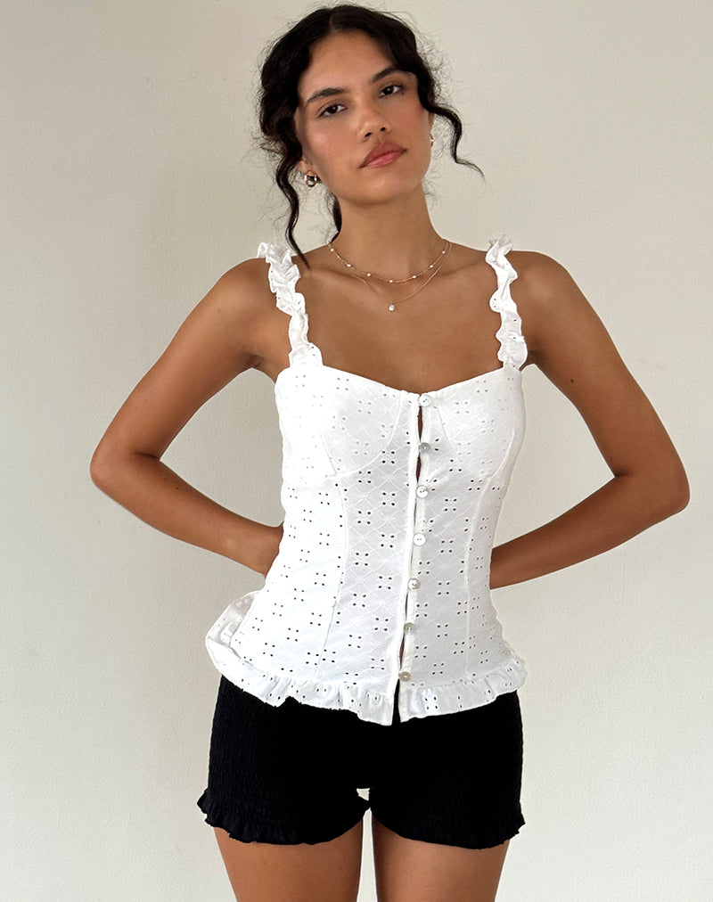 Broderie White Corset Top | Neroli – motelrocks-com-aus