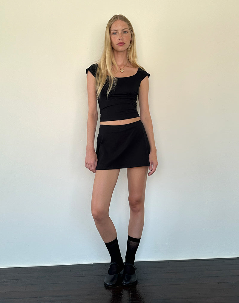 Black A-Line Mini Skirt | Nidya – motelrocks-com-aus