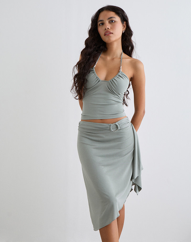 Image of Esmeray Midi Ring Skirt in London Fog