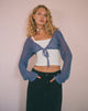 image of Nocta Long Sleeve Crop Top in Weave Knit Blue Shadow