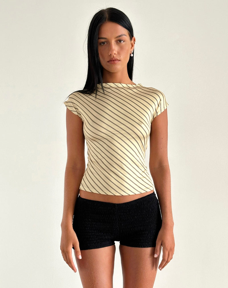 Image of Nova Slinky Top in Yellow Diagonal Stripe