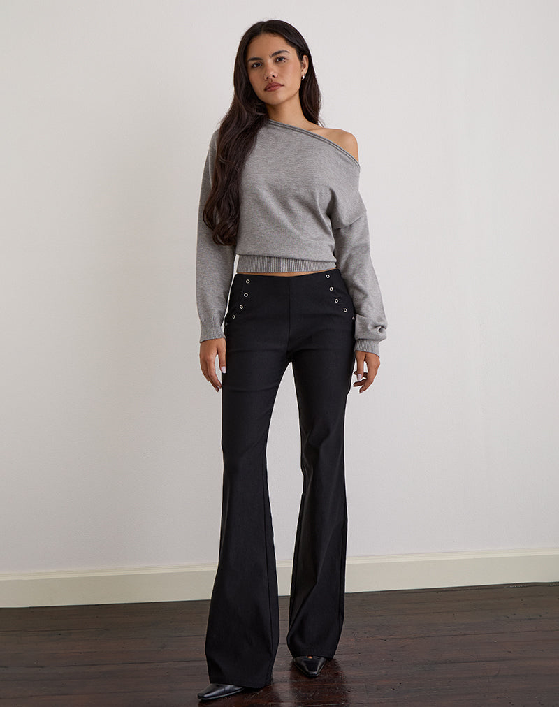 Image of Olira Flare Trouser with Eyelets in Tailored Black