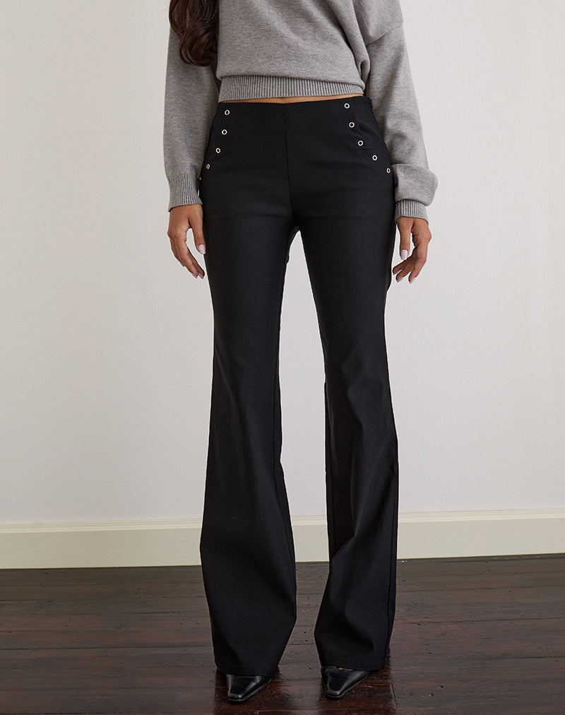 Image of Olira Flare Trouser with Eyelets in Tailored Black