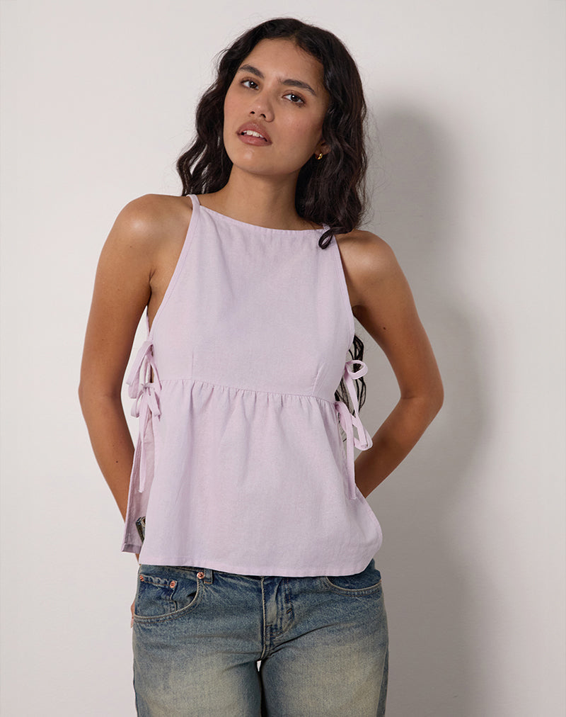 Image of Palsi Tie Side Top in Light Lilac