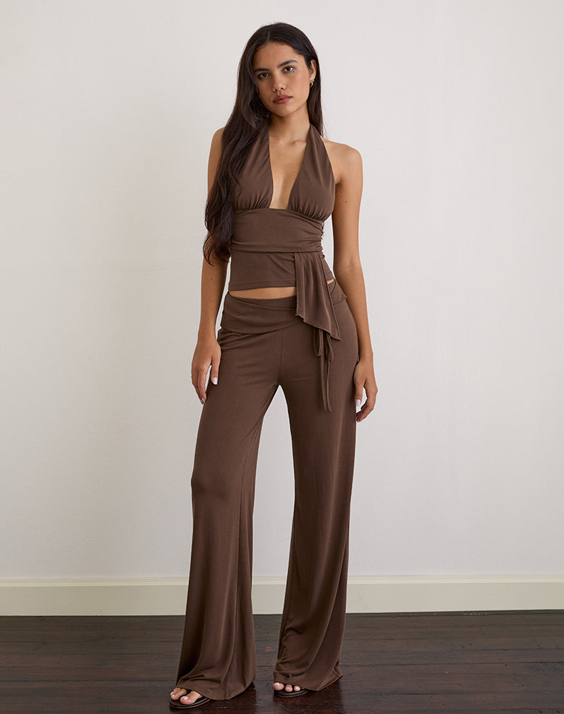 Image of Donata Trouser in Cupro Dark Brown