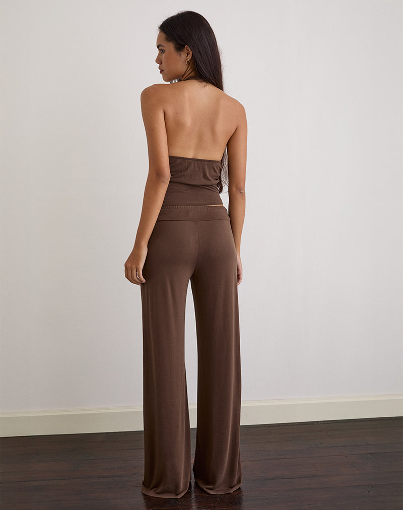 Image of Donata Trouser in Cupro Dark Brown