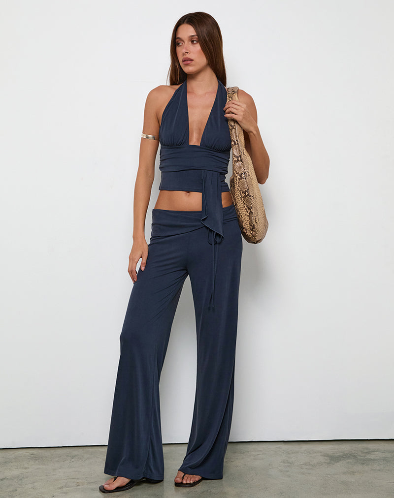 Image of Donata Trouser in Ocean Storm with Belt