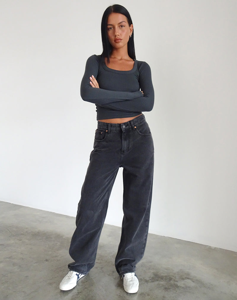 90's Wide Leg Black Denim Jeans