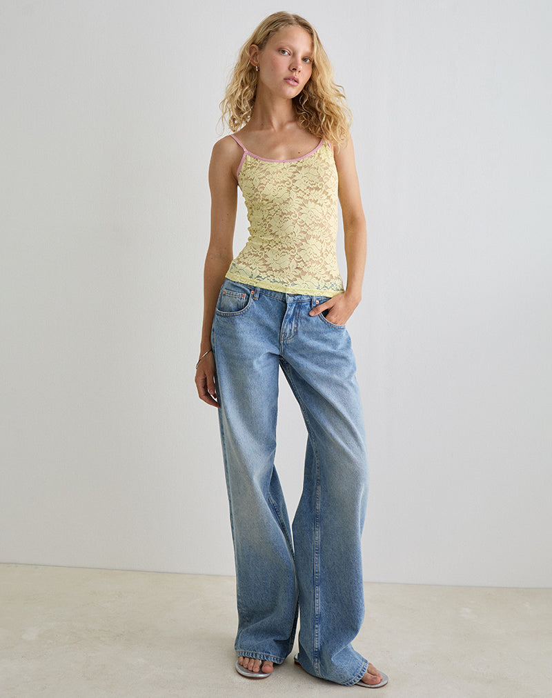 Image of Redum Cami Top in Yellow Lace