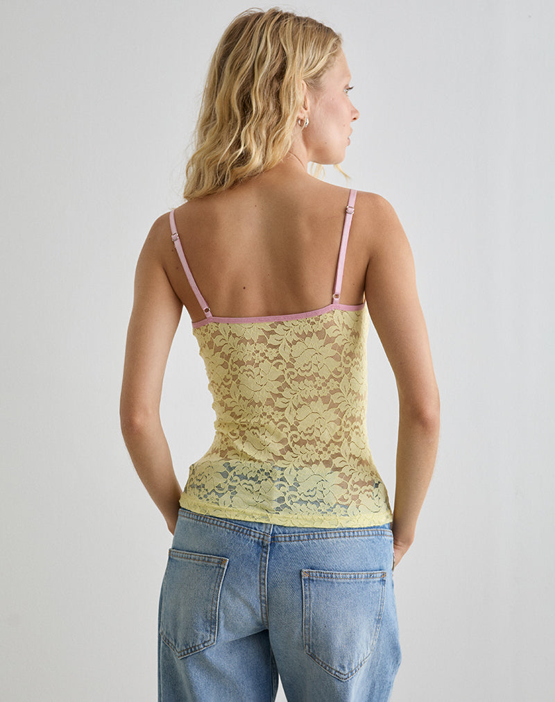 Image of Redum Cami Top in Yellow Lace