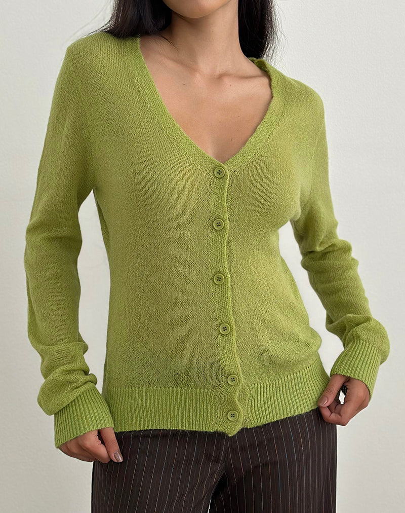 Renisa Cardigan in Sheer Knit Green