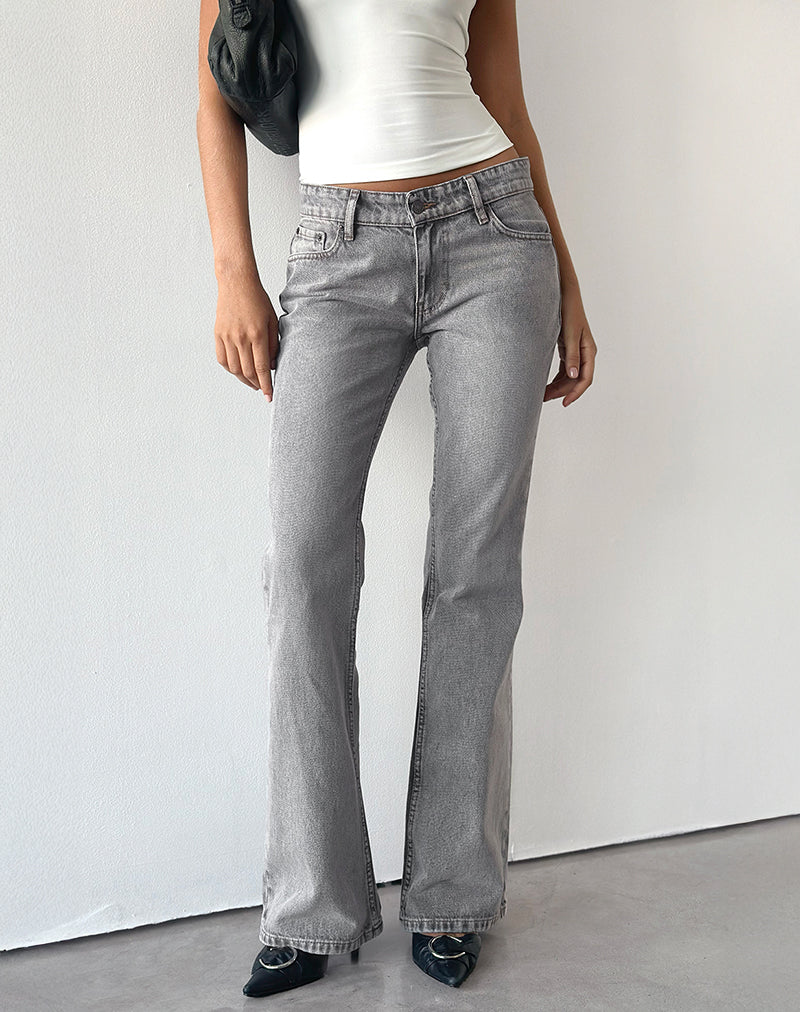Image of Rigid Low Rise Flare Jeans in Grey Wash