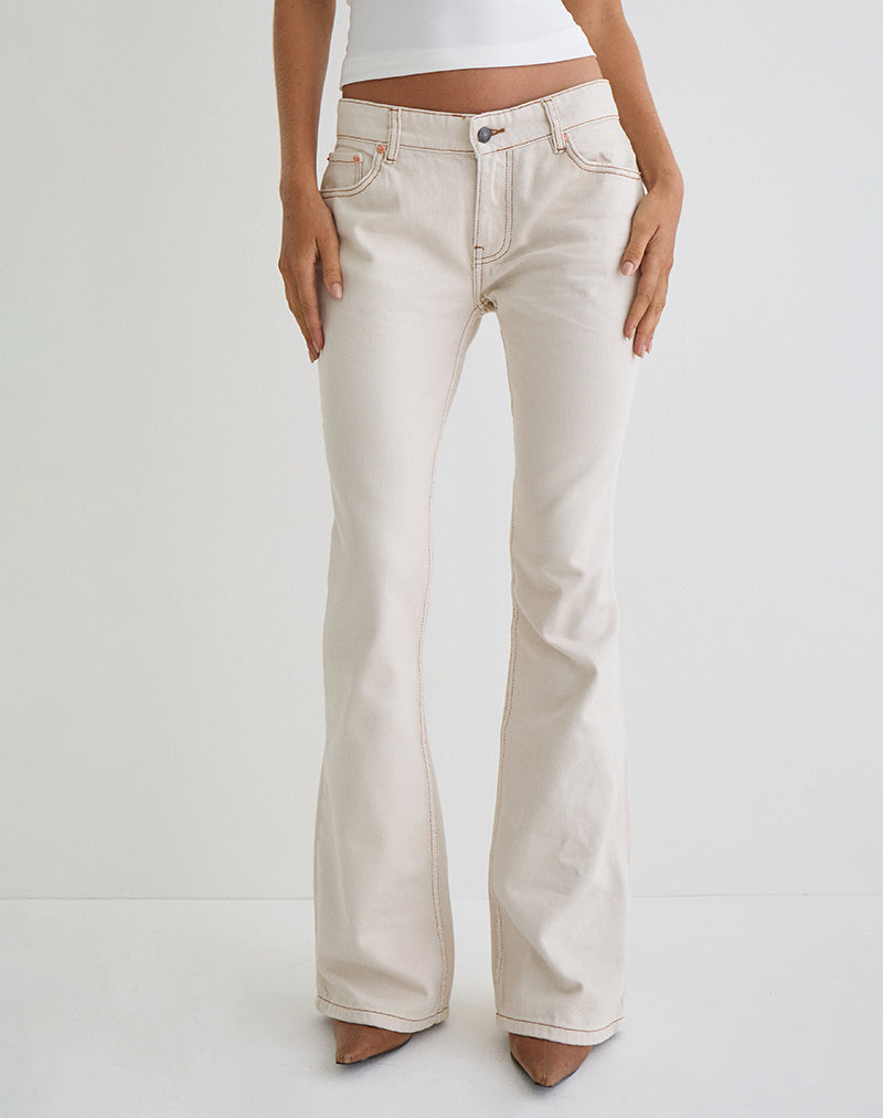 Rigid Low Rise Flare Jeans in Off White