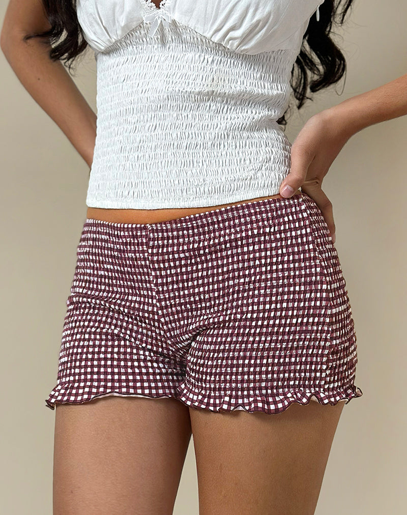 Image of Ritala Short in Mini Gingham Wine