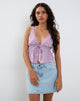 image of Rolia Tie Front Top in Ditsy Rose Lilac