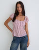 Image of Rolina Blouse in Chiffon Stripe Pink and Burgundy