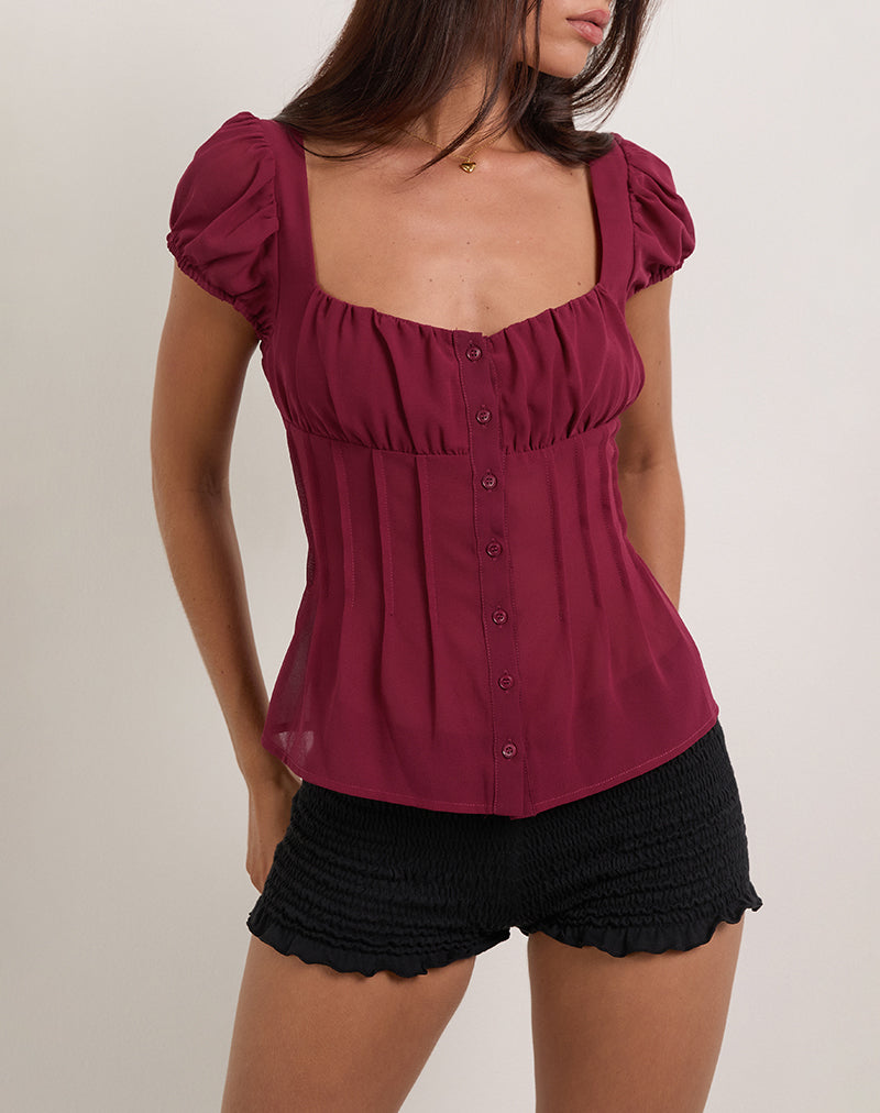 Image of Rolina Blouse in Chiffon Burgundy