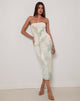 Image of Rosbandi Bandeau Midi Dress in Abstract Painted Flower Blue