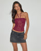 Image of Ruwi Halter Top in Sequin Knit Burgundy